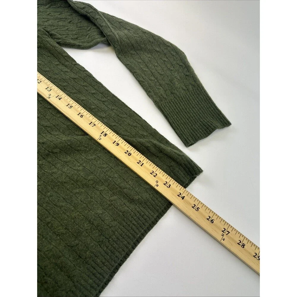 Marina‎ Luna 2-Ply Cashmere Sweater Green Pullover Fitted Cable Knit Womens XL